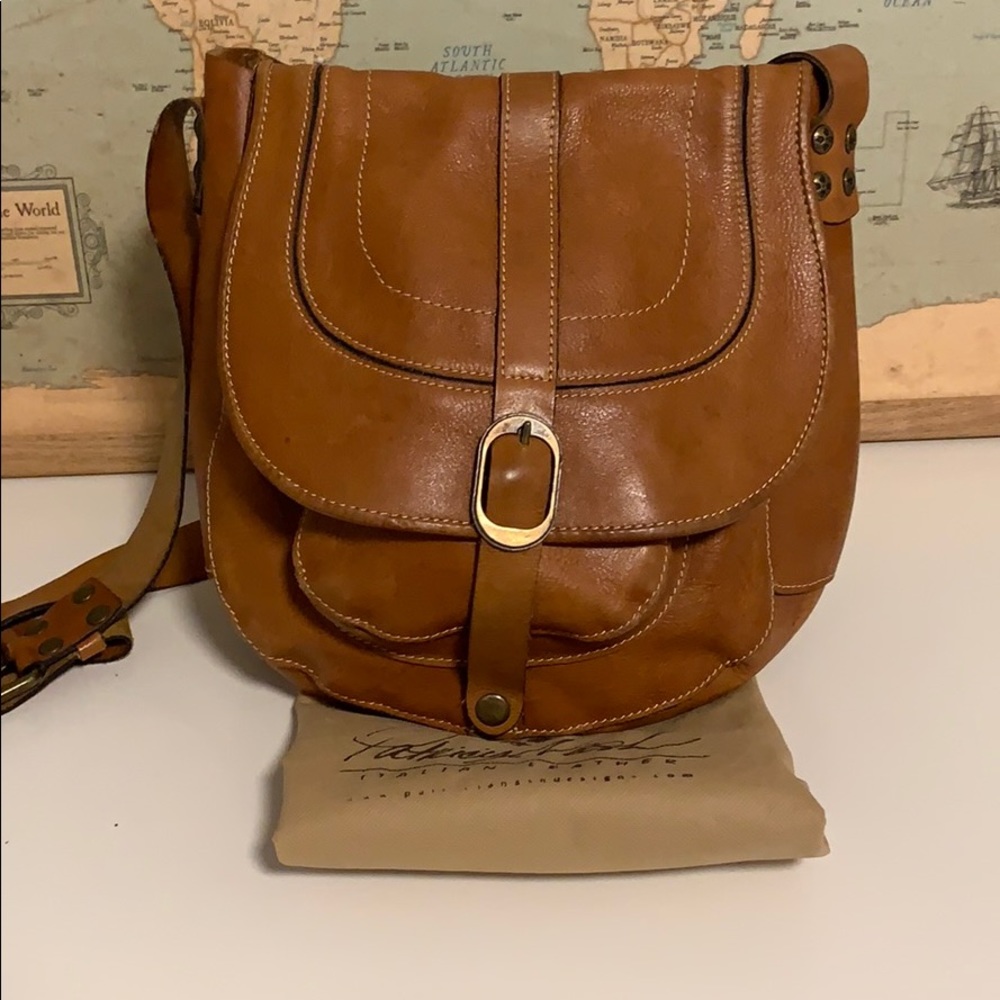 Genuine Leather Saddle Bag (Brown-Patricia Nash)